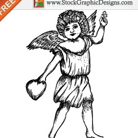 Cute Cupid Angel Free Vector Illustration - vector #212009 gratis